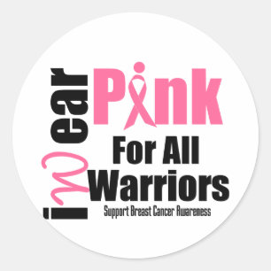 Sticker Rond Ruban de rose de soutien de cancer du sein tous le