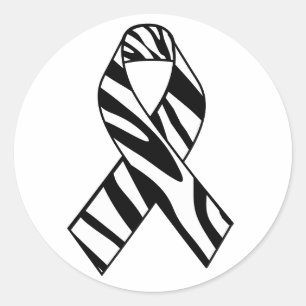 Sticker Rond Ruban de sensibilisation à la bande noire et blanc