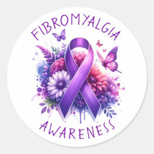 Sticker Rond Ruban de sensibilisation à la fibromyalgie