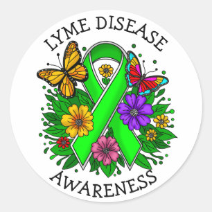 Sticker Rond Ruban de sensibilisation à la maladie de Lyme