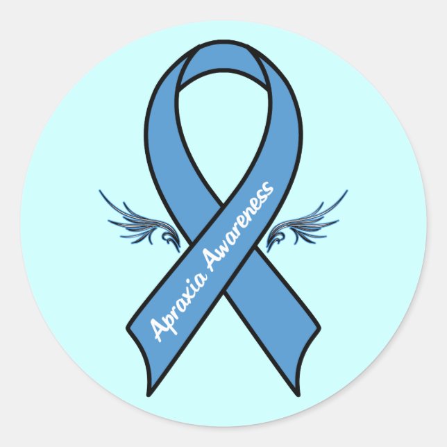 Sticker Rond Ruban de sensibilisation Apraxia avec ailes (Devant)