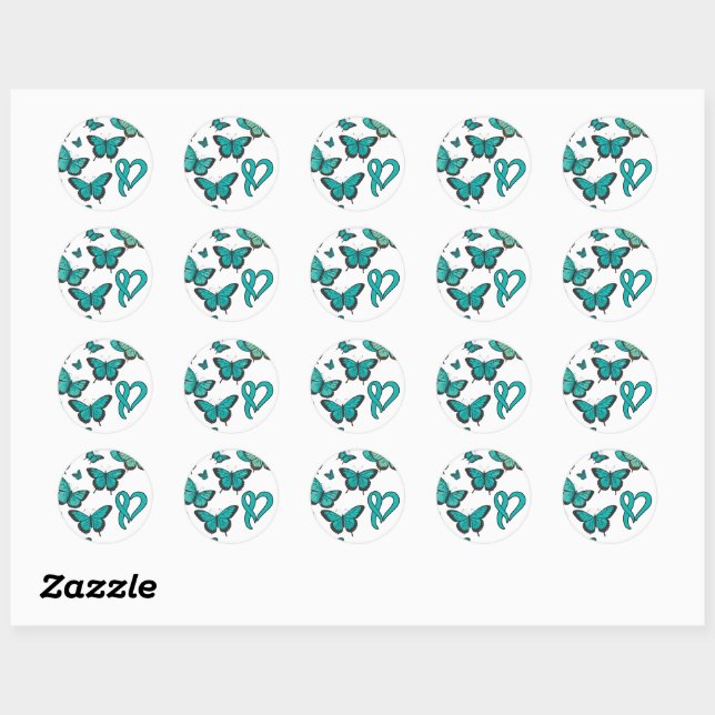 Sticker Rond Ruban de sensibilisation au cancer de l'ovaire et  (Feuille)