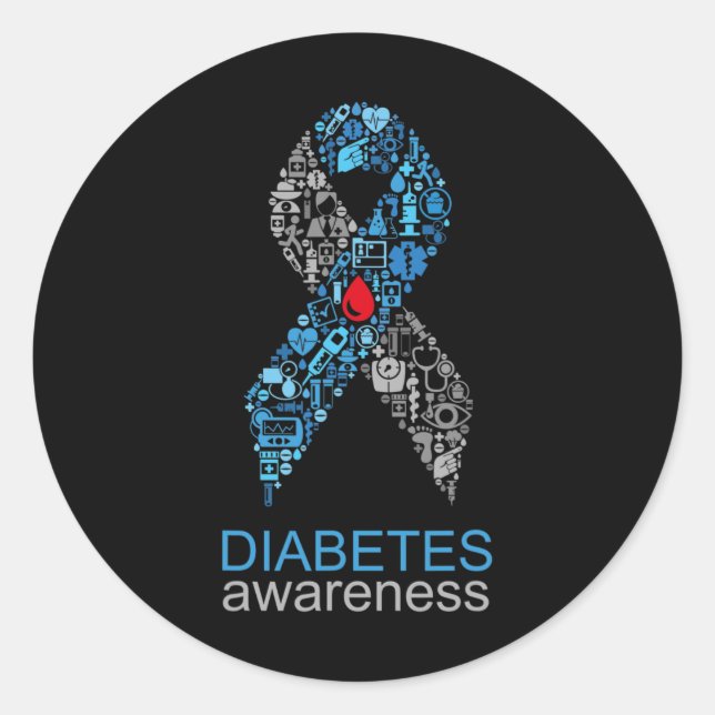 Sticker Rond Ruban de sensibilisation au diabète de la Journée  (Devant)
