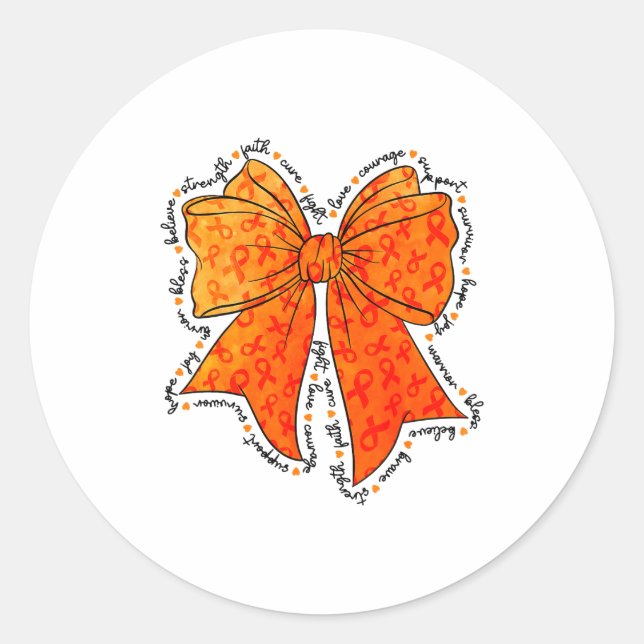 Sticker Rond Ruban de sensibilisation orange soutenant la sclér (Devant)