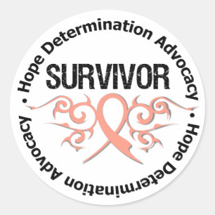 Sticker Rond Ruban de tribal de survivant de cancer du corps ut