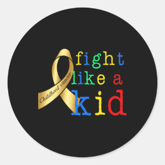 Sticker Rond Ruban d'or Rétro Bats-toi comme un gamin Cancer in