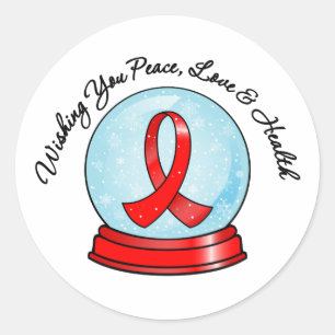 Sticker Rond Ruban du cancer du sang Joyeux globe de neige de N