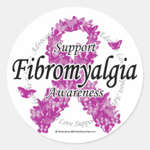 Sticker Rond Ruban Fibromyalgie des papillons 2