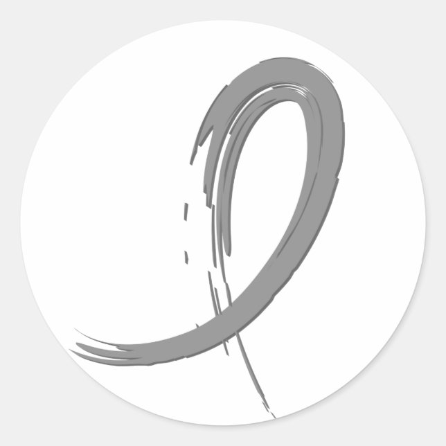 Sticker Rond Ruban gris du cancer du cerveau A4 (Devant)