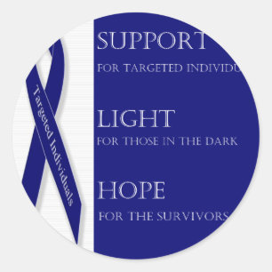 Sticker Rond Ruban Indigo. - Soutien, Lumière, Espoir. -DBI