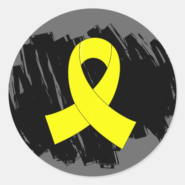 Sticker Rond Ruban Jaune Sarcoma Avec Écriture (Devant)