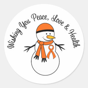 Sticker Rond Ruban Leukemia Snowman de Noël