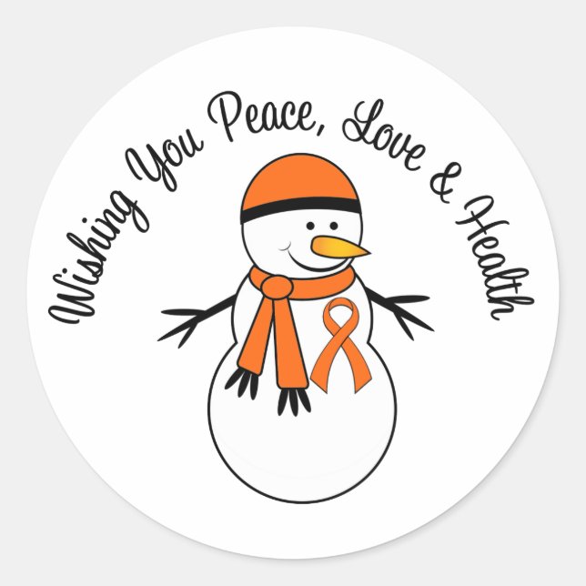 Sticker Rond Ruban Leukemia Snowman de Noël (Devant)