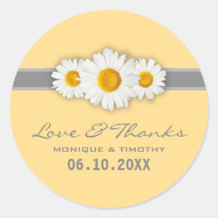 Sticker Rond Ruban marais - gris jaune et Merci blanc
