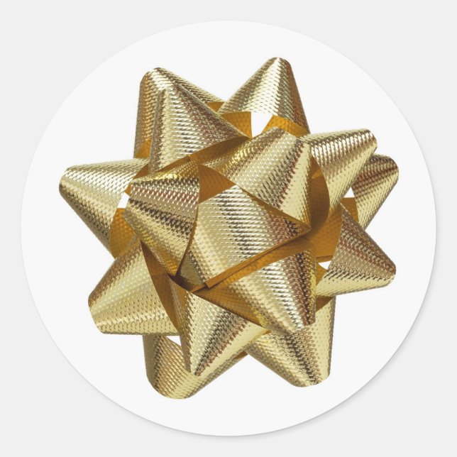 Sticker Rond Ruban Or/Bow (Devant)