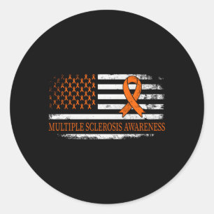 Sticker Rond Ruban orange Ms Multible Sensibilisation à la sclé