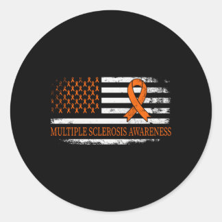 Sticker Rond Ruban orange Ms Multible Sensibilisation à la sclé