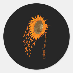 Sticker Rond Ruban orange tournesol de sensibilisation au cance