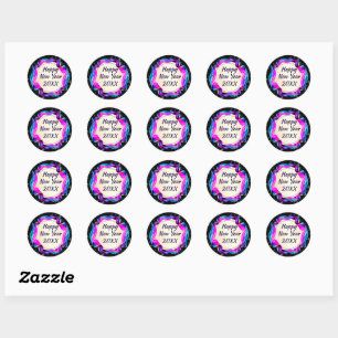 Sticker Rond Ruban peint sur le ciel nocturne Bonne année 20xx