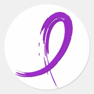 Sticker Rond Ruban pourpre A4 de maladie de Crohn