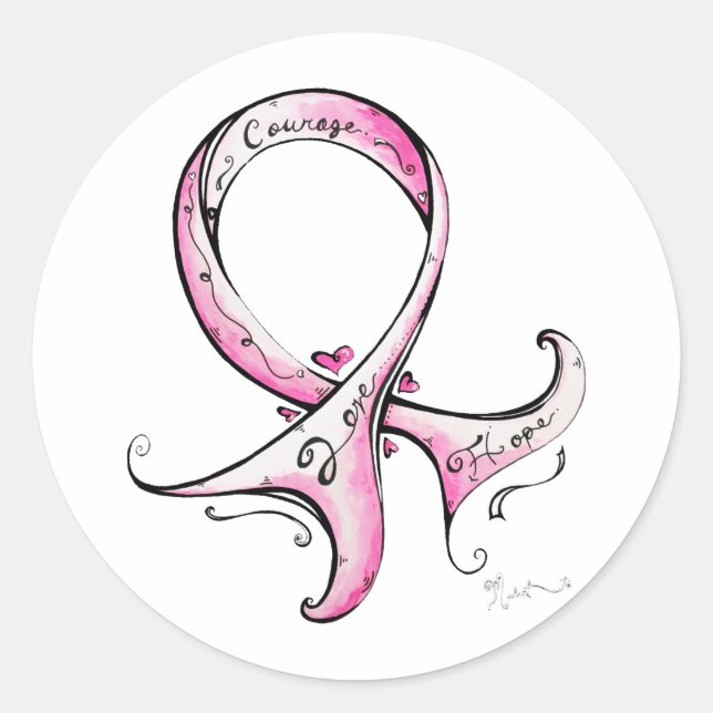 Sticker Rond Ruban rose (Devant)