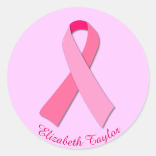 Sticker Rond Ruban rose avec le texte incurvé par coutume