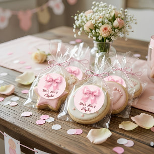 Sticker Rond ruban rose bébé fille musulmane aqeeqah