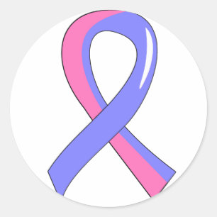 Sticker Rond Ruban rose bleu 3 de cancer du sein masculin