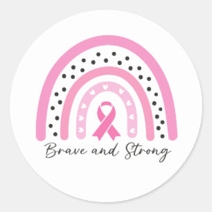 Sticker Rond Ruban Rose de Sensibilisation au Cancer du Sein Ar