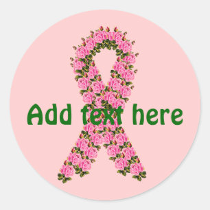 Sticker Rond Ruban rose fait de roses roses