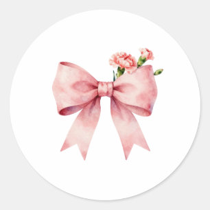 Sticker Rond Ruban Rose Pâle Aquarelle