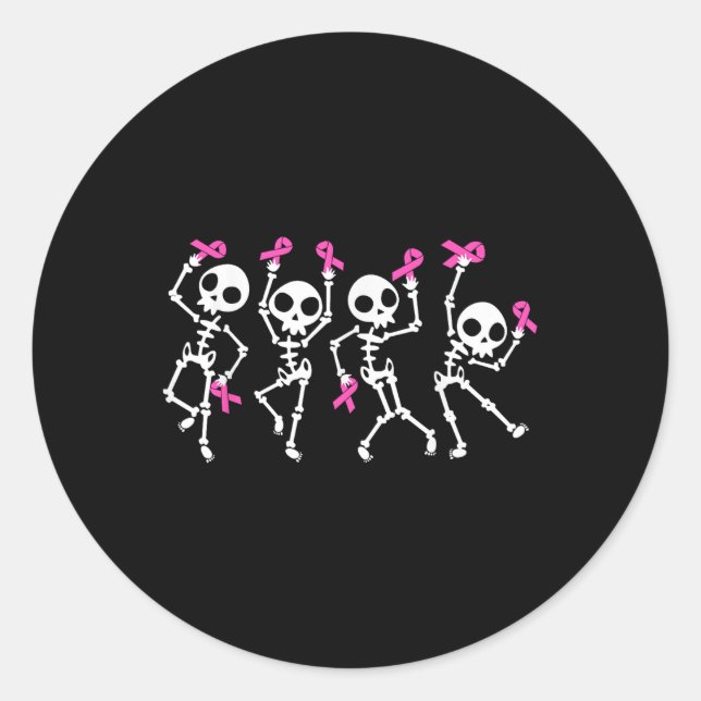Sticker Rond Ruban rose Sensibilisation au cancer du sein Squel (Devant)