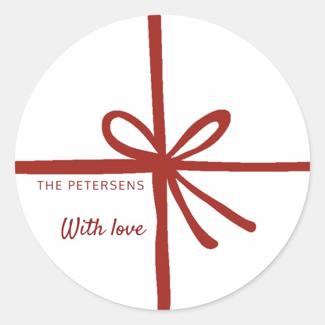 Sticker Rond Ruban rouge avec enveloppe-cadeau arc avec votre t (Devant)
