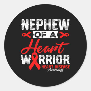 Sticker Rond Ruban Rouge D'Un Guerrier Du Coeur Maladie Cardiaq
