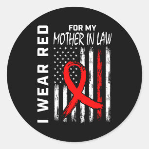 Sticker Rond Ruban Rouge Pour La Maladie Cardiaque De Ma Belle-