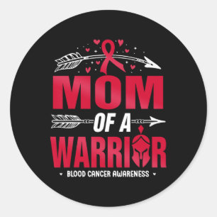 Sticker Rond Ruban Rouge Sensibilisation au Cancer du Sang Mama