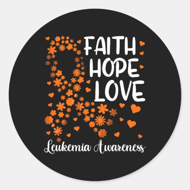 Sticker Rond Ruban Sang Cancer Faith Hope Love Leukemia Awar (Devant)
