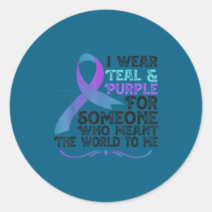 Sticker Rond Ruban sarcelle violet pour la sensibilisation à la