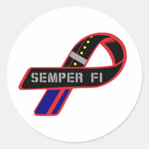 Sticker Rond Ruban Semper Fi