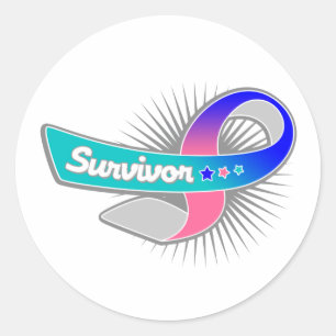 Sticker Rond Ruban survivant du cancer de la thyroïde