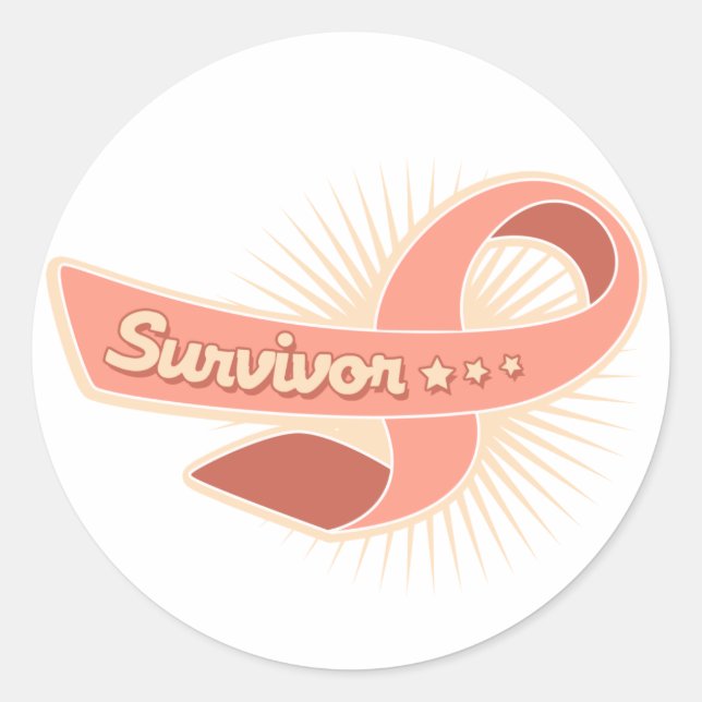 Sticker Rond Ruban survivant du cancer de l'endométrie (Devant)