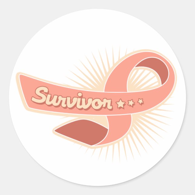 Sticker Rond Ruban survivant du cancer de l'endométrie (Devant)