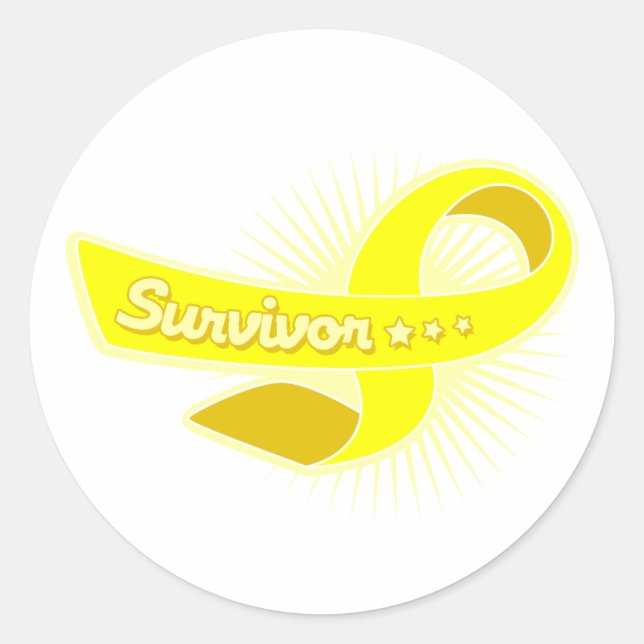 Sticker Rond Ruban survivant du cancer du sarcome (Devant)