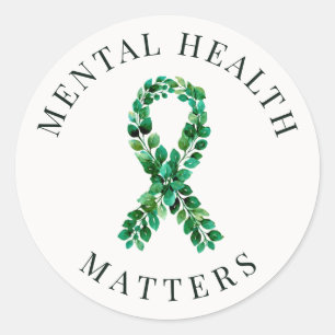 Sticker Rond Ruban Vert de la Santé Mentale Personnalisé VSCO E