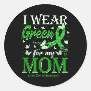 Sticker Rond Ruban Vert Je Porte Vert Pour Ma Mère Cancer Du Fo