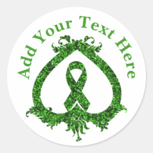 Sticker Rond Ruban Vert Sensibilisation à la santé mentale et
