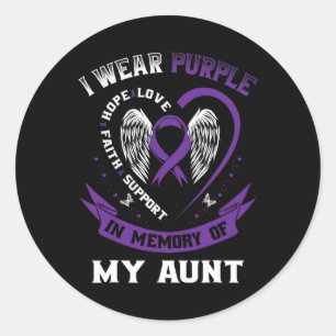 Sticker Rond Ruban Violet En Mémoire Du Cancer Pancréatique Tan