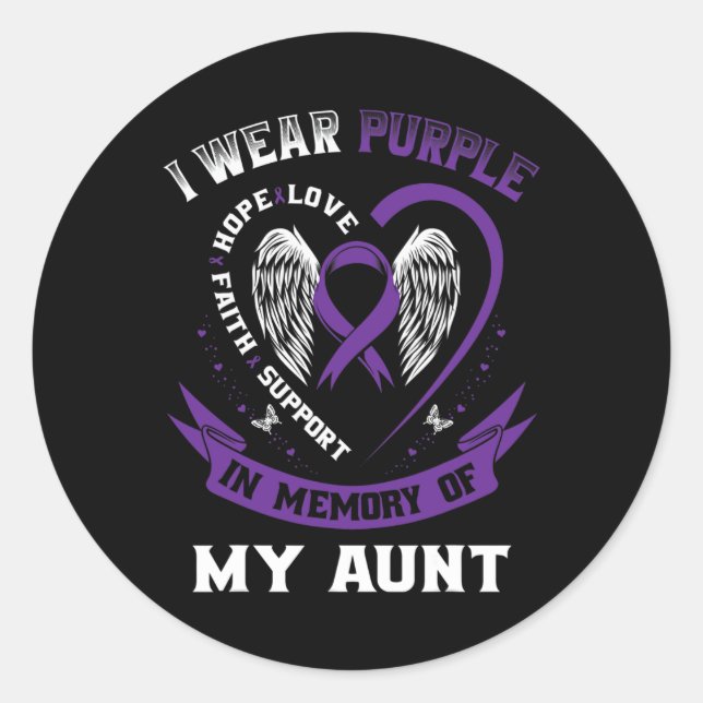 Sticker Rond Ruban Violet En Mémoire Du Cancer Pancréatique Tan (Devant)