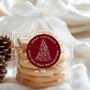 Sticker Rond Rubans de Noël Fantaisistes pour Sapin de Noël Cra