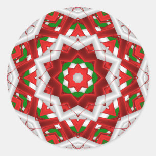 Sticker Rond Rubans Fractants Red Green White Holiday